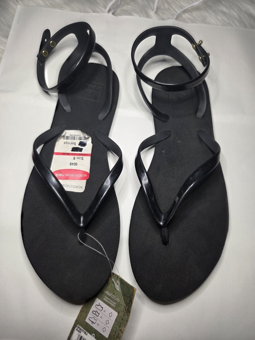 Reef Women’s Black Ankle-Strap Thong Sandals NwT